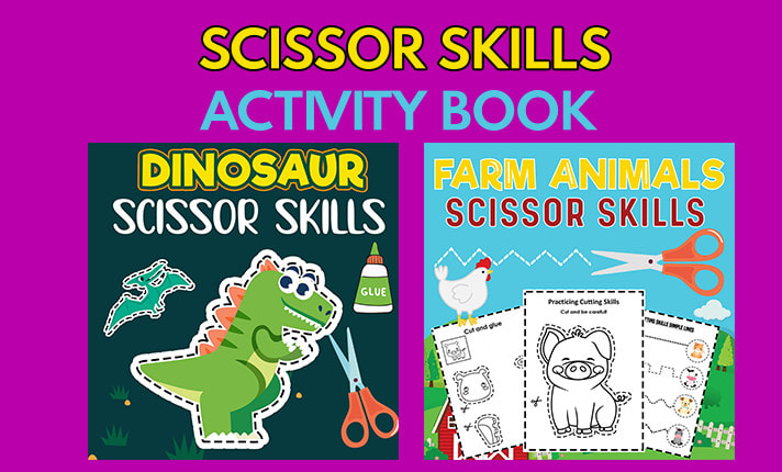 Dinosaur Scissor Skills Workbook for Preschool Kids ages 3-5 by HR