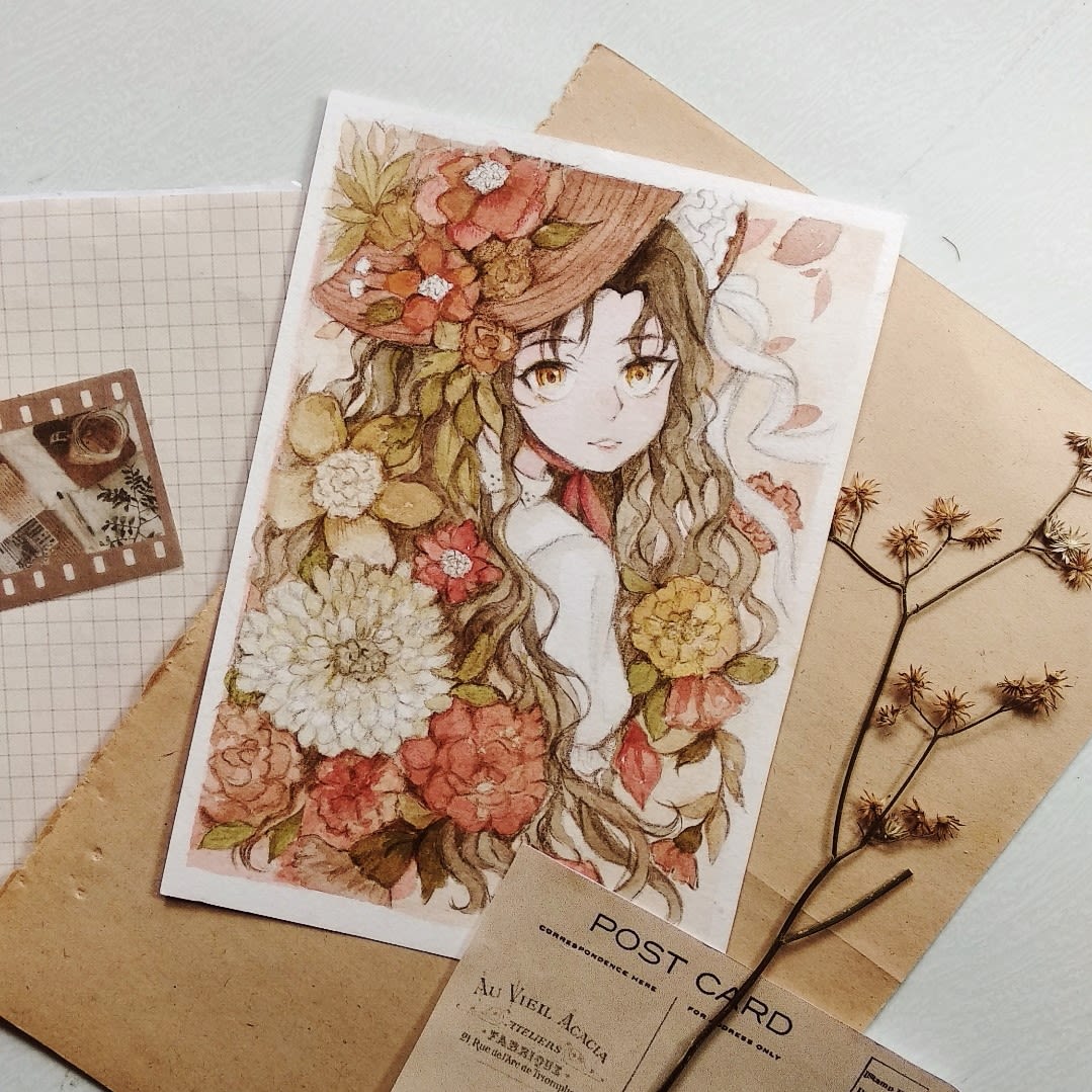 Create hand drawn watercolor fan art anime illustrations by