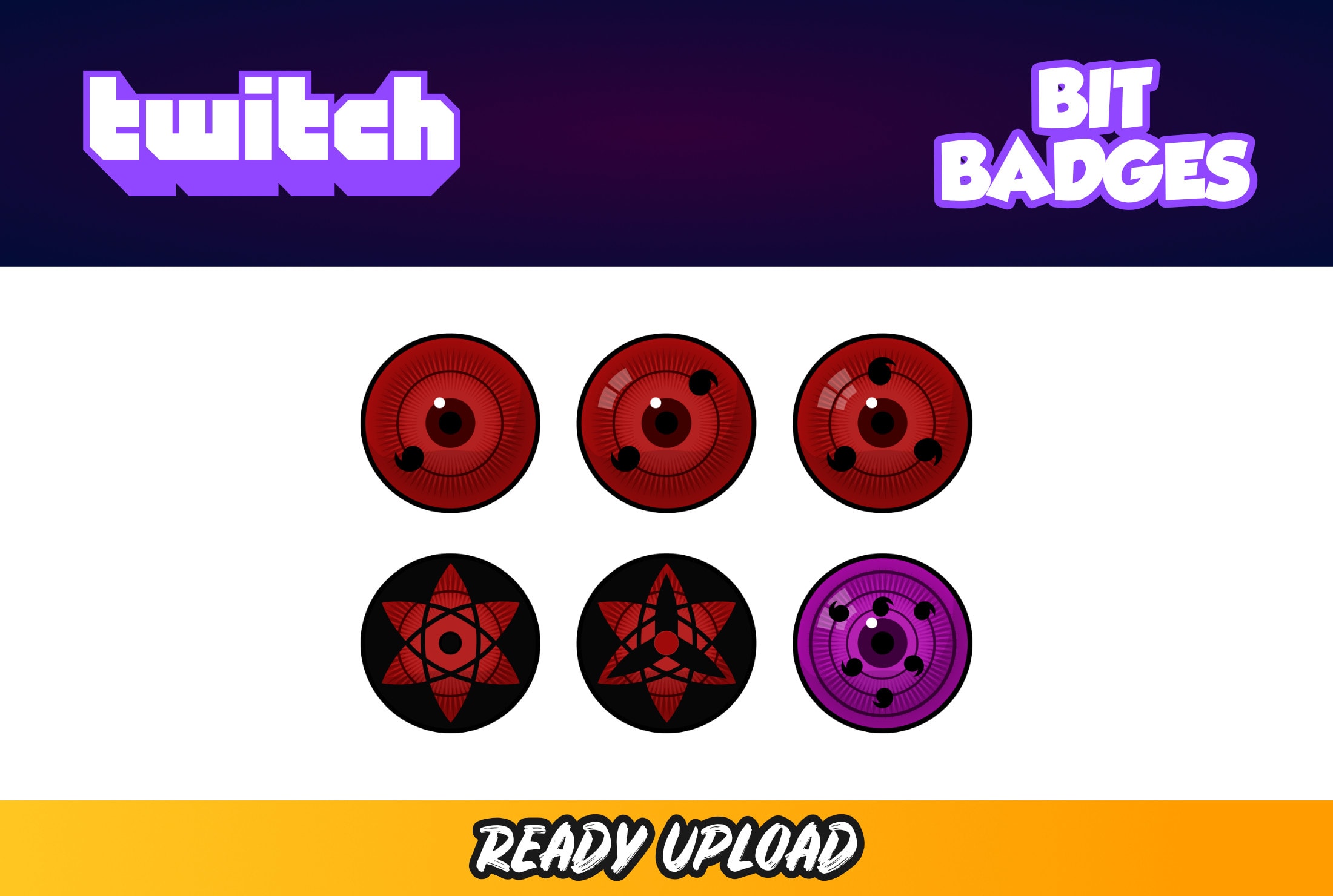 Sharingan Twitch Badges - Gaming Visuals