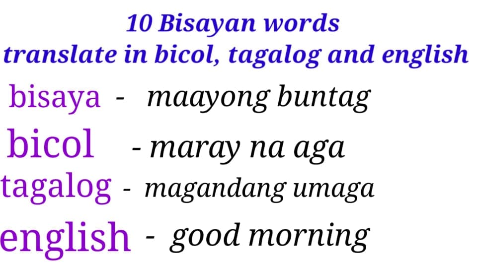 Bisaya To Tagalog Word Translation, 42 OFF