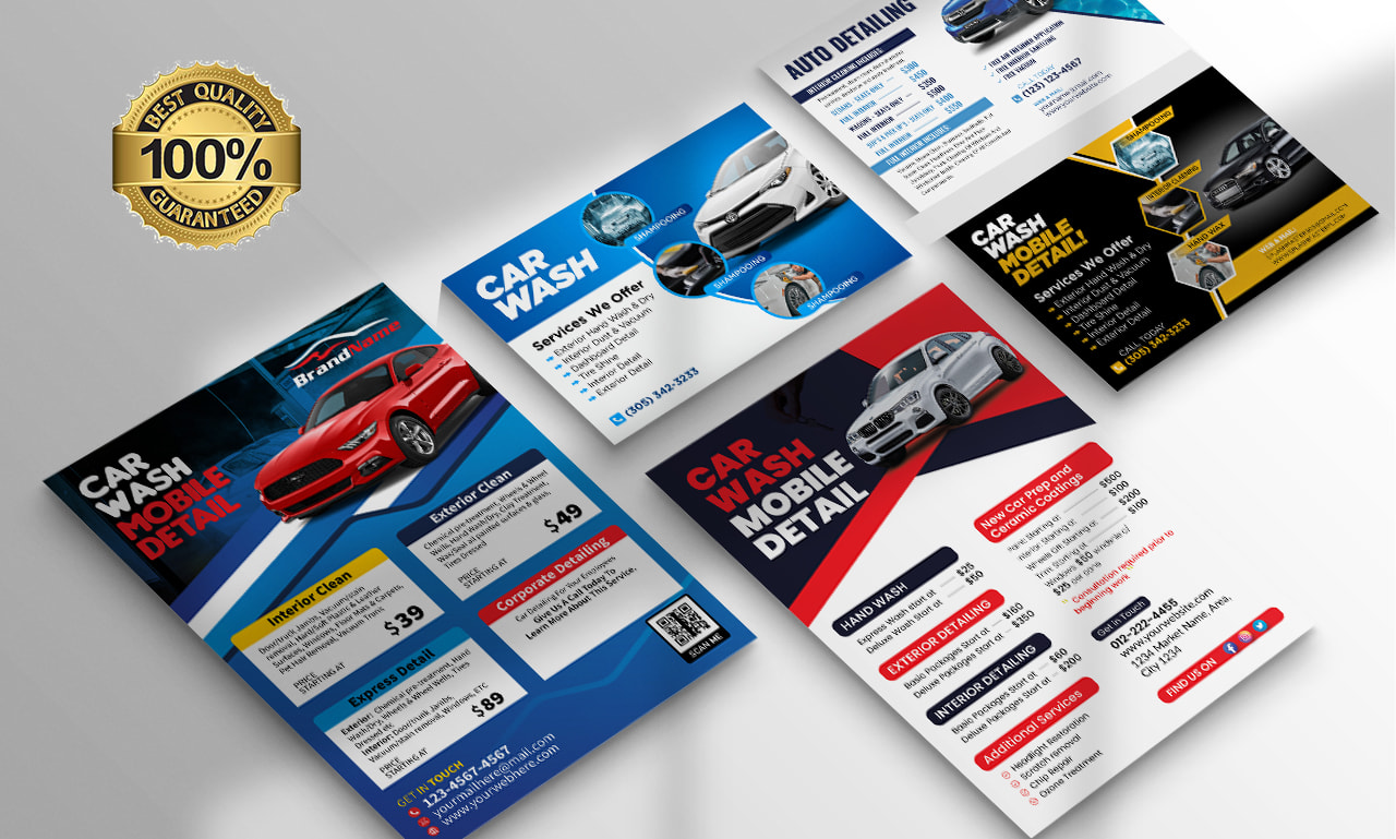 Design car detailing, car wash flyer, car service and price list flyer,  postcard by Abasit3 | Fiverr