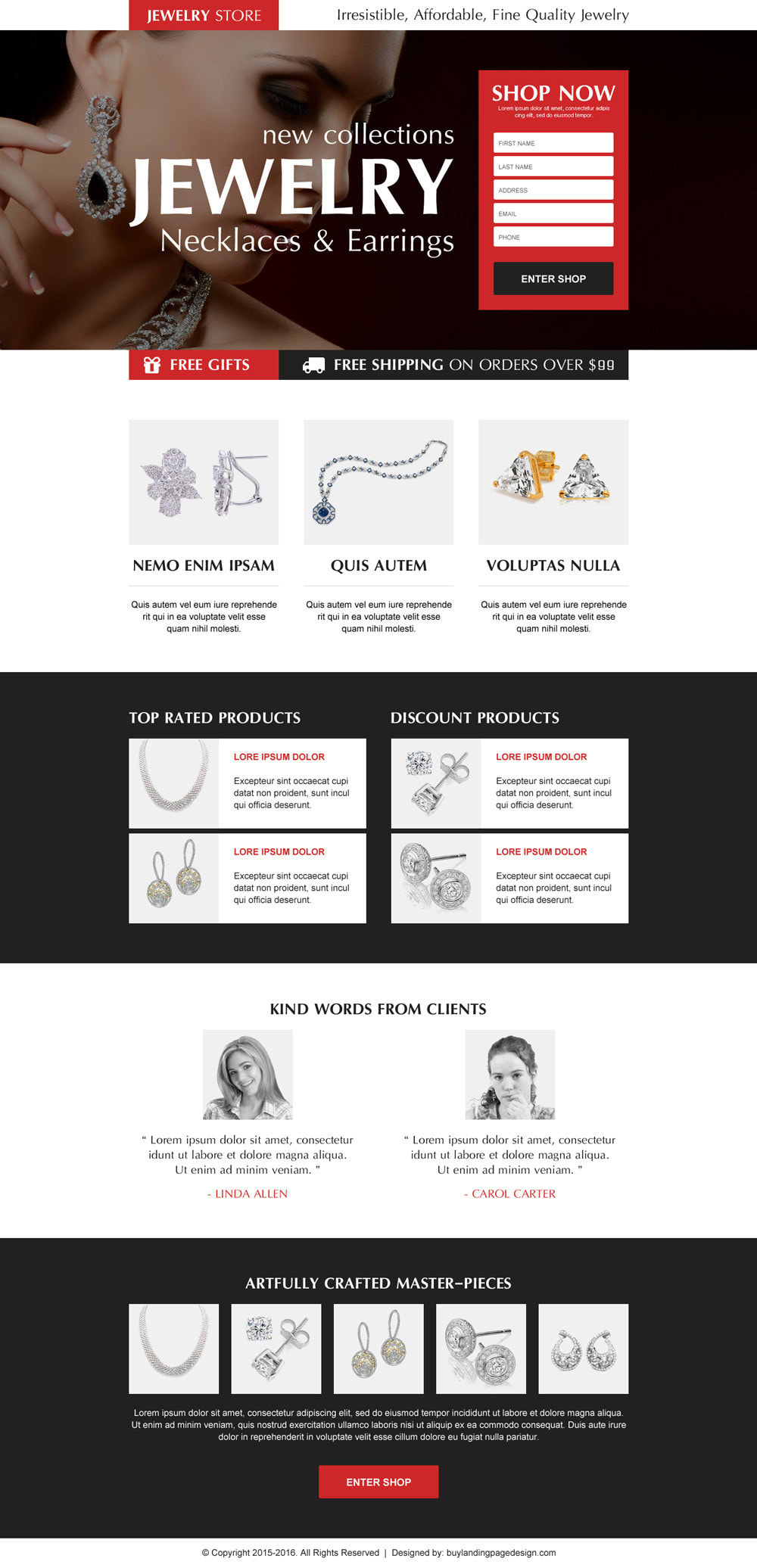 Design a stunning jewelry landing page and website by