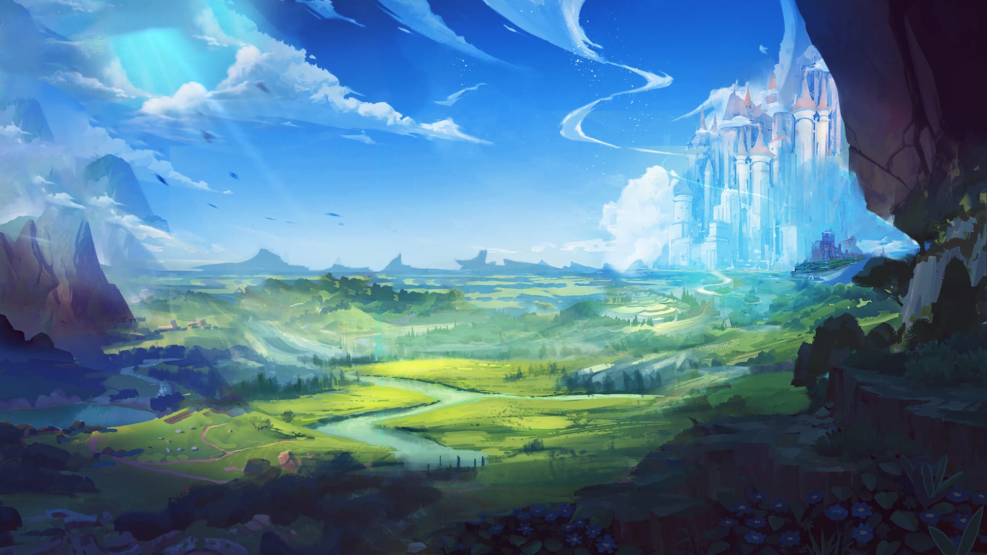 Create a fantasy landscape, background illustration by Yassine_sey | Fiverr