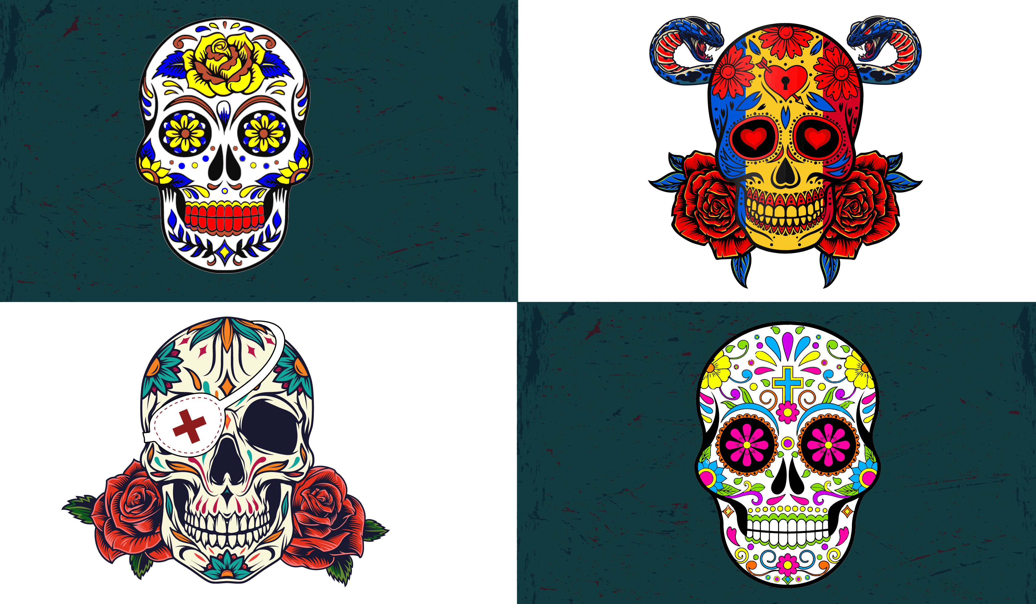 Crea il logo unico del teschio messicano del giorno morto