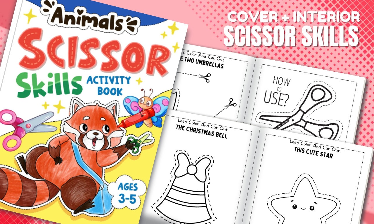 Christmas Pictures Scissor Skills Activity Book For Kids: Coloring and Cutting Practice for Ages 3-5 [Book]