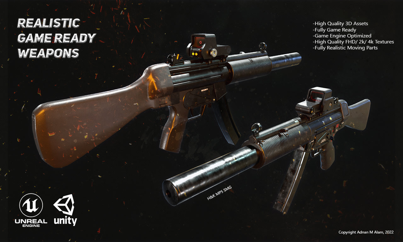 Model a realistic 3d gun asset for video games by Adnanmalam | Fiverr