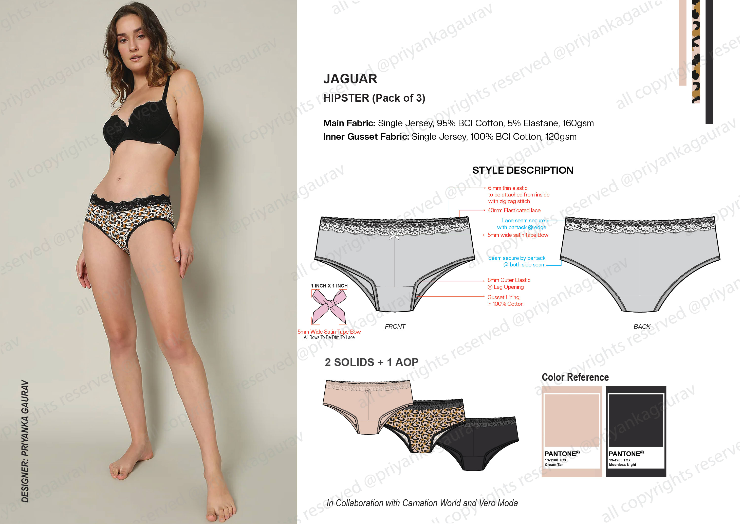 Create woman underwear collection with tech pack linesheet by