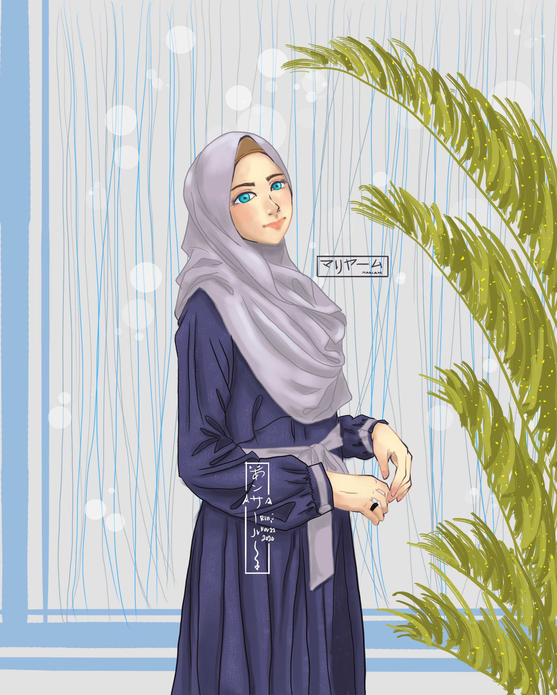 Custom Hijab Anime Girl Art Commission