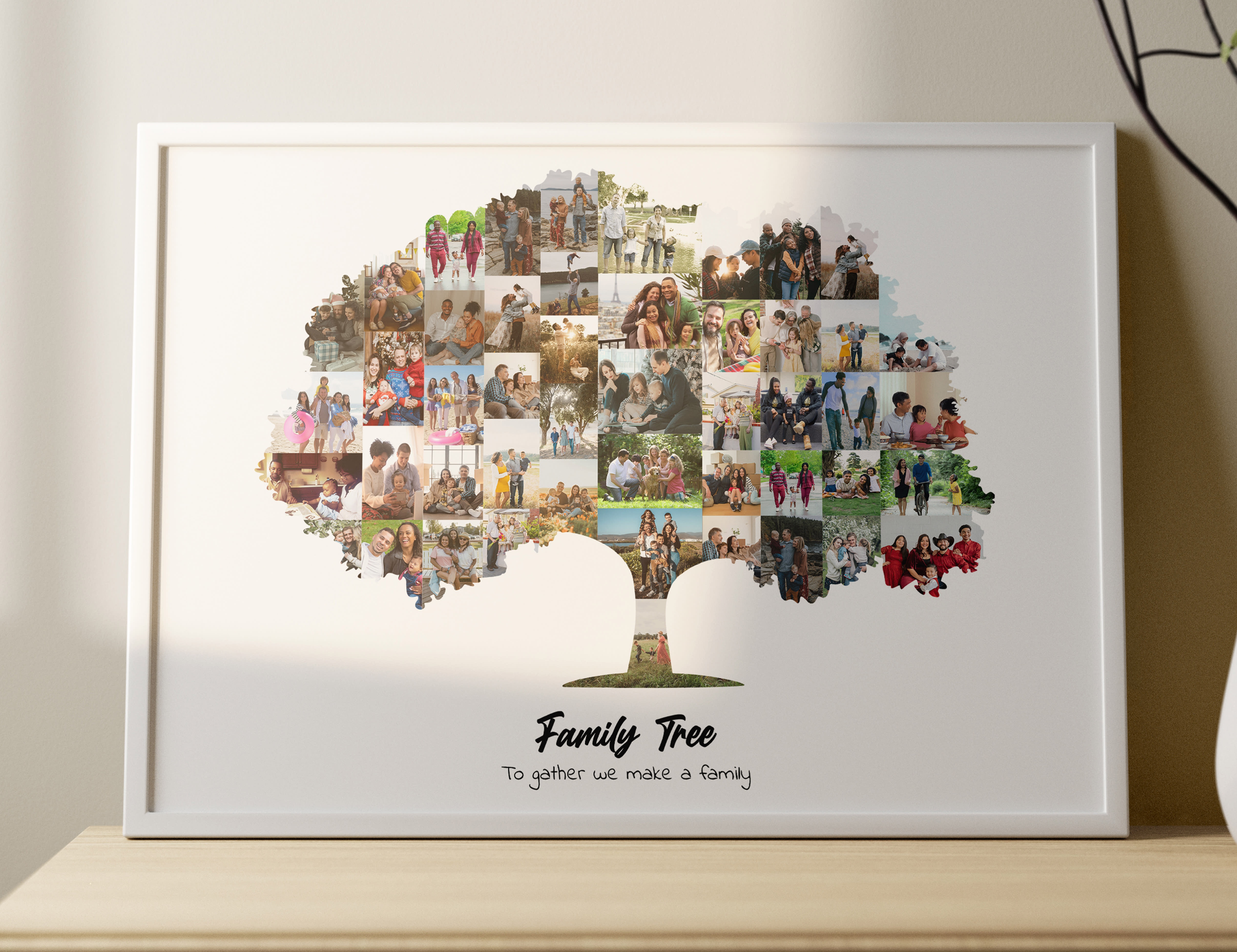 Coperta personalizzata per albero genealogico con collage di foto