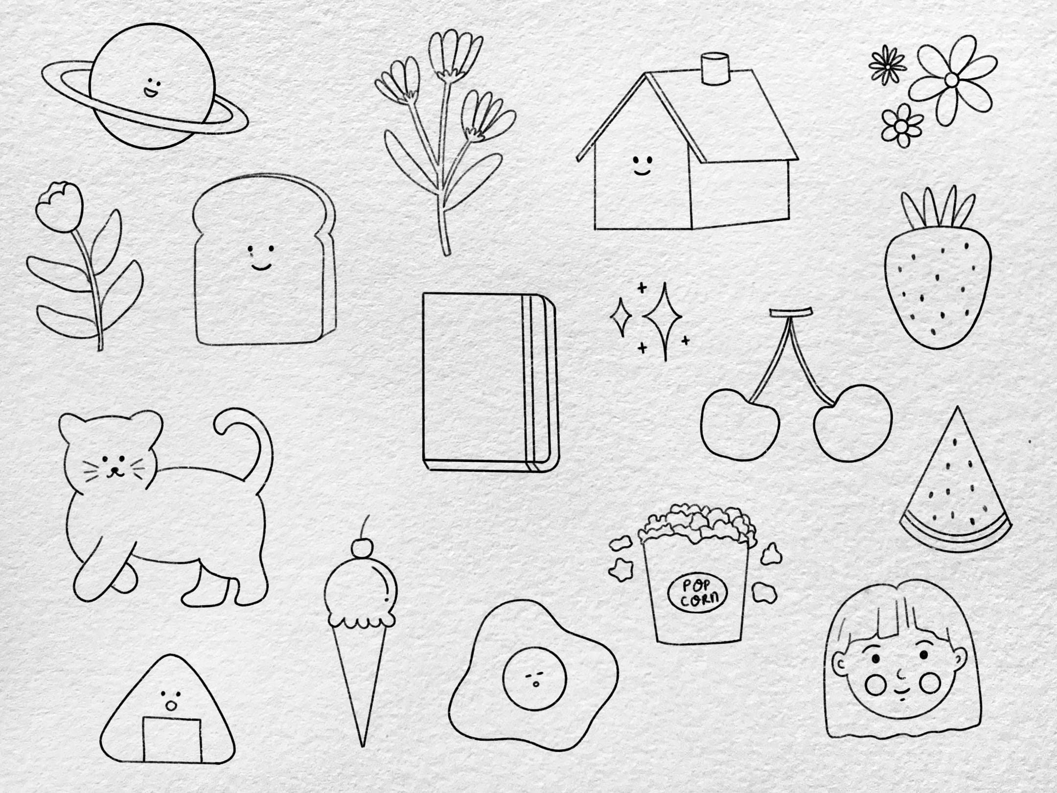 create cute doodle art illustrations vector doodles and stickers