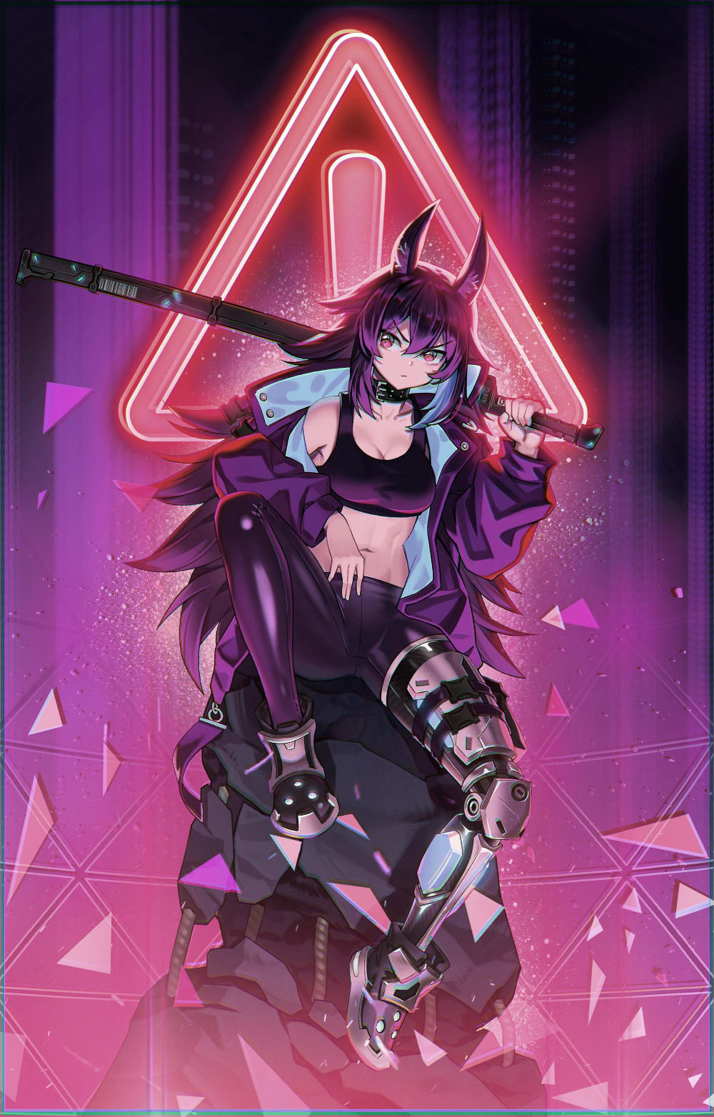 cyberpunk anime style illustration of an android girl