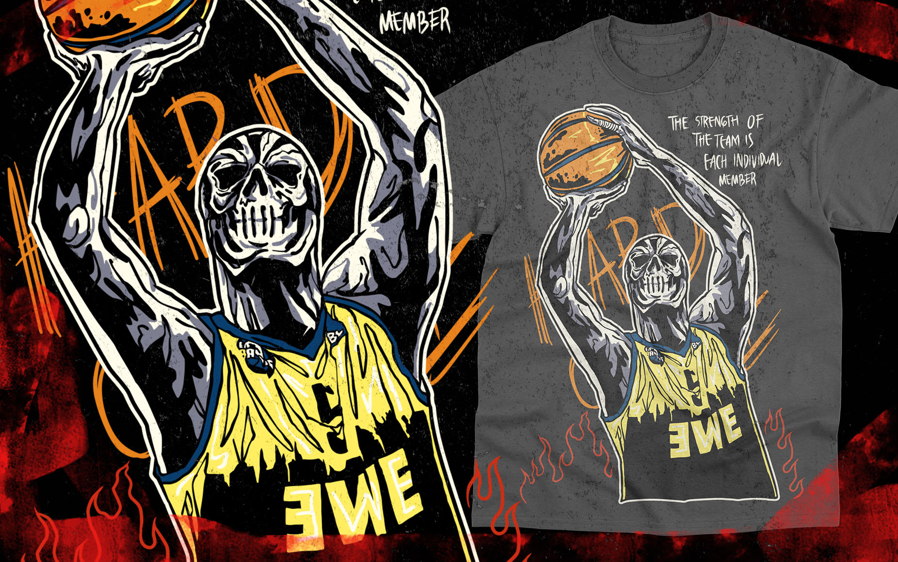 Draw a cool skeleton skull design with warren lotas style by 