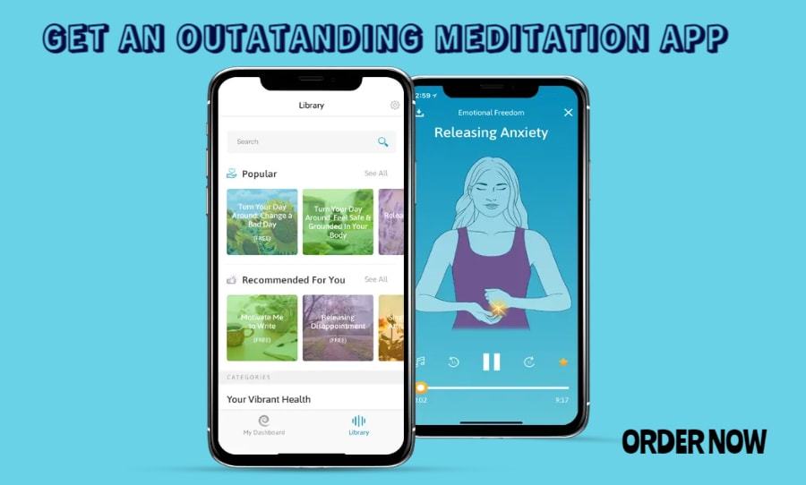 Meditation app affirmation app relaxation app cross platform app music  streaming by Azeebstudio