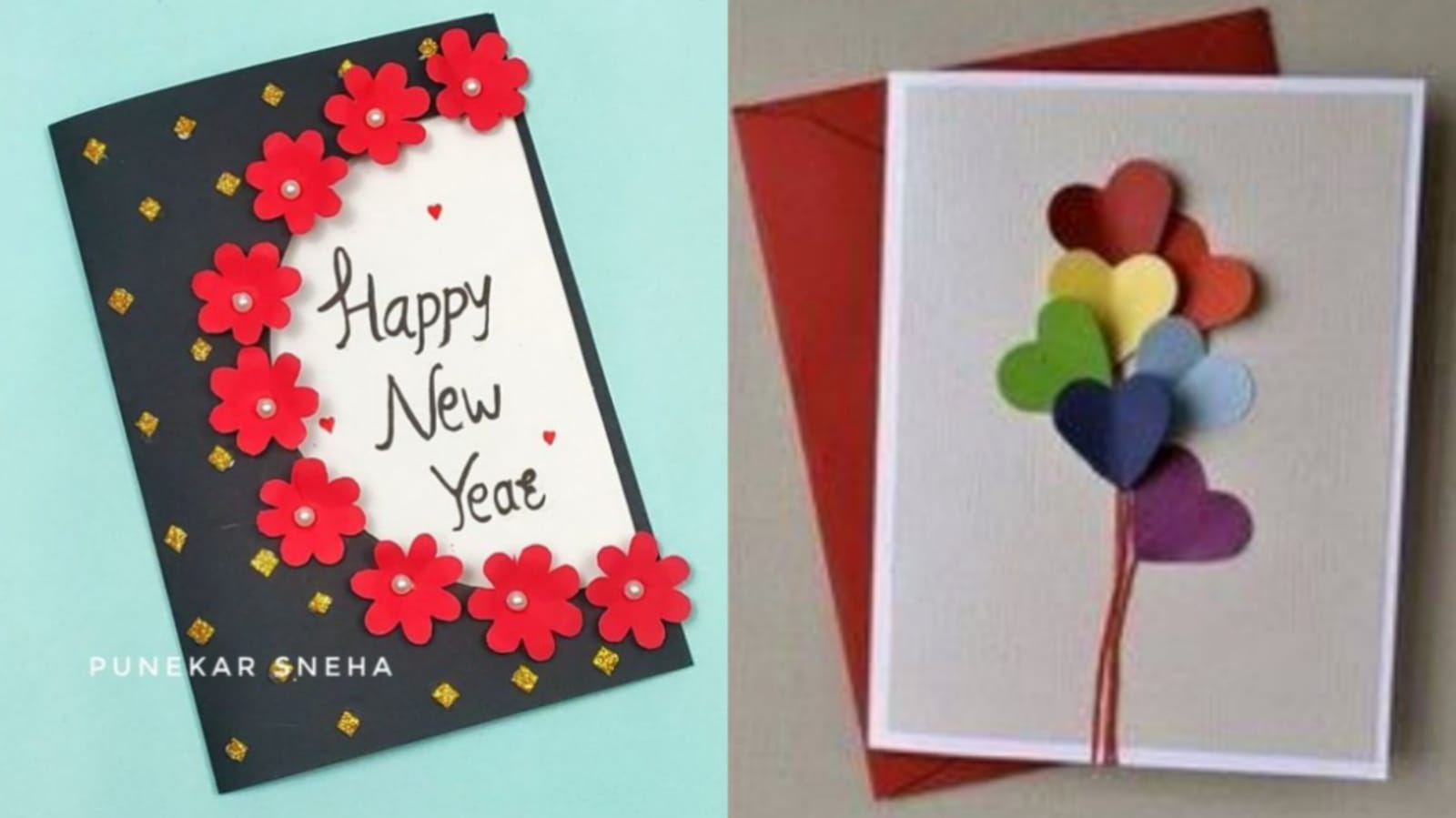 Easy and beautiful new year greeting card making at home, Handmade  greeting card, Punekar Sneha