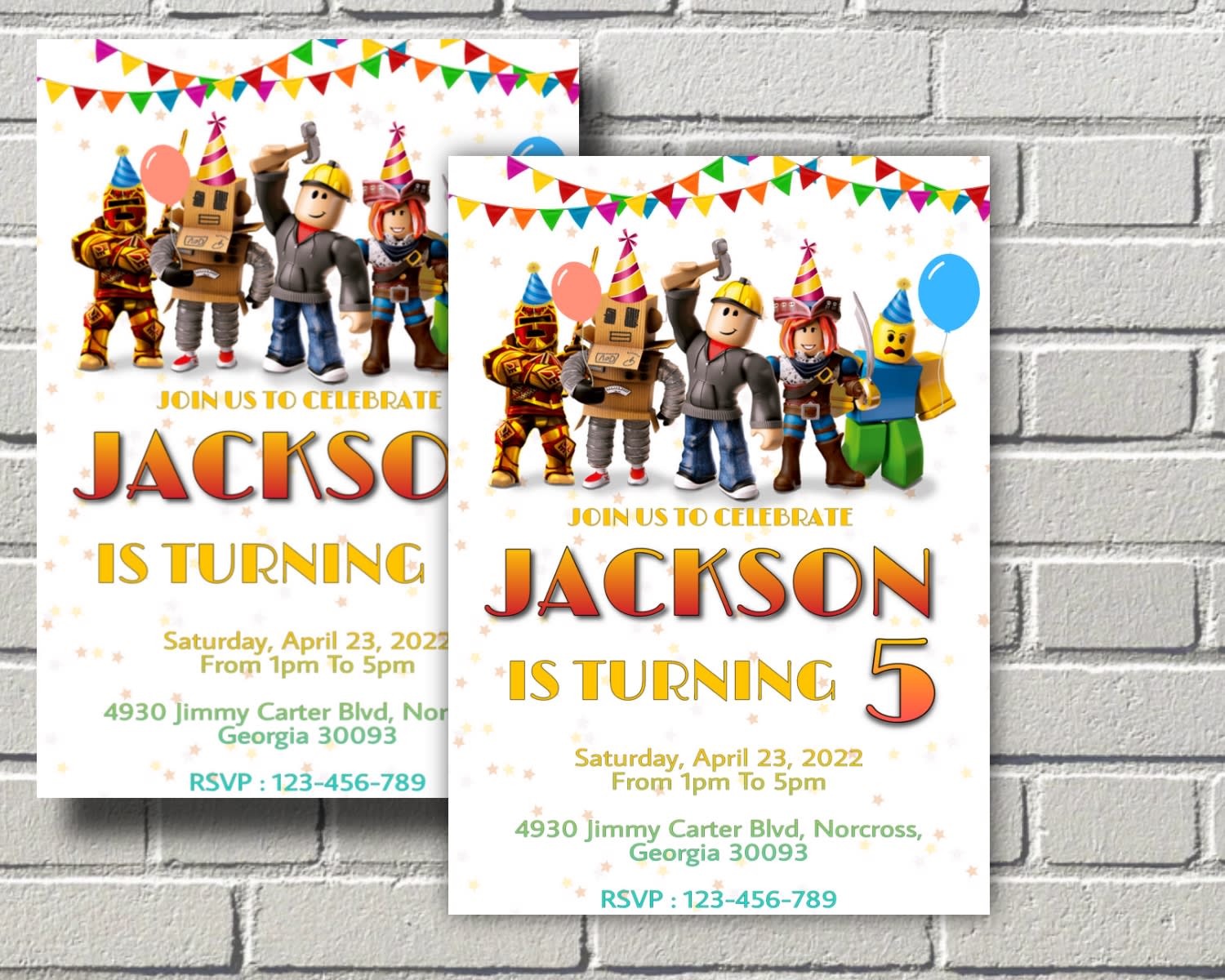 Roblox cartoon invitation birthday party Template