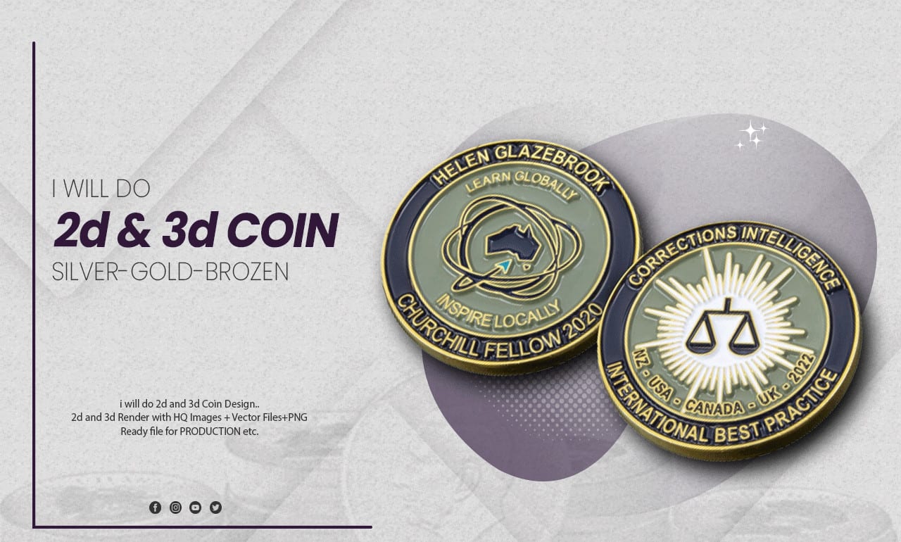Do 2d with 3d render coin design by Manan_333 | Fiverr
