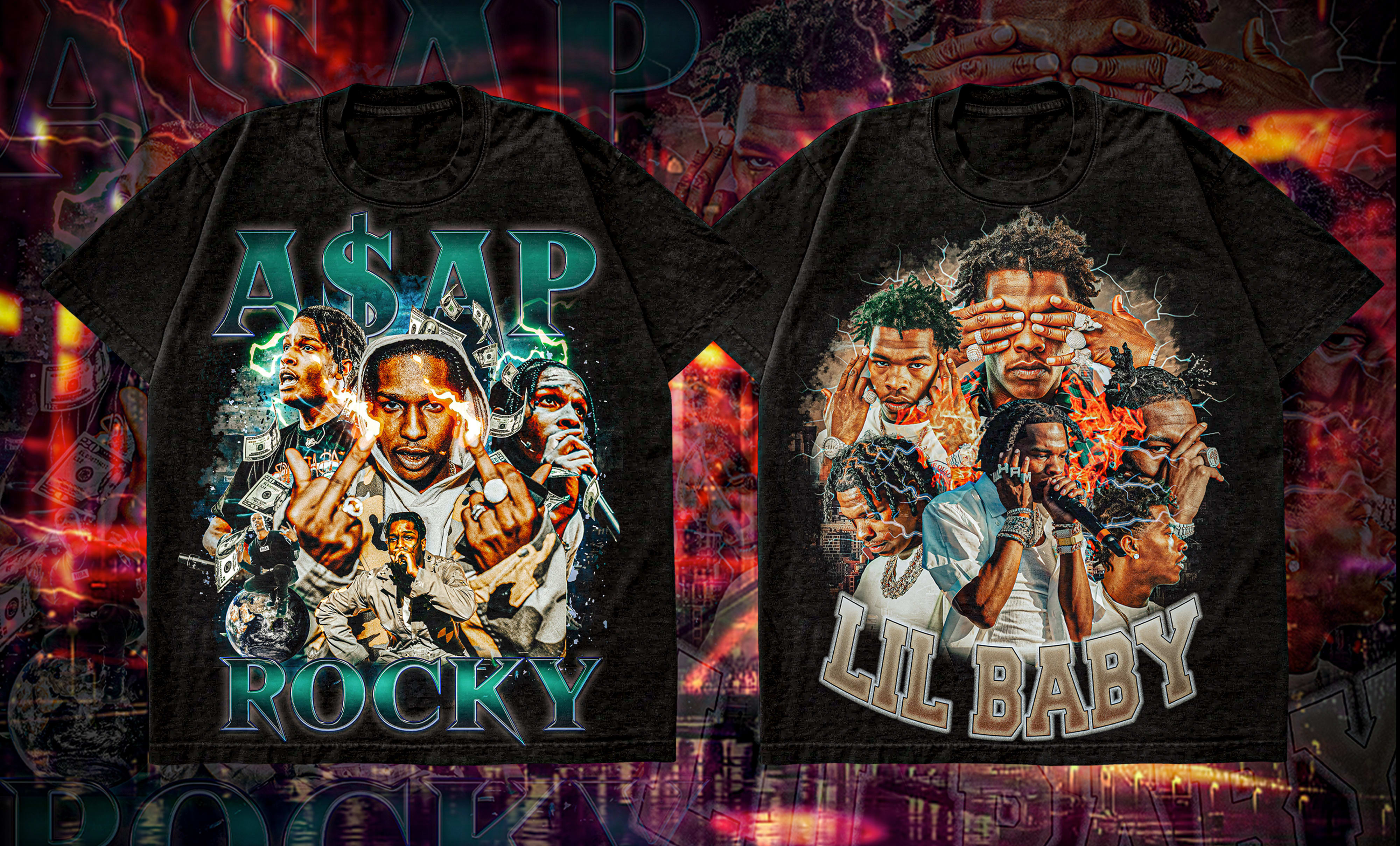 Crazy 90s vintage bootleg rap nba nfl sports t shirt design by Parvezchy