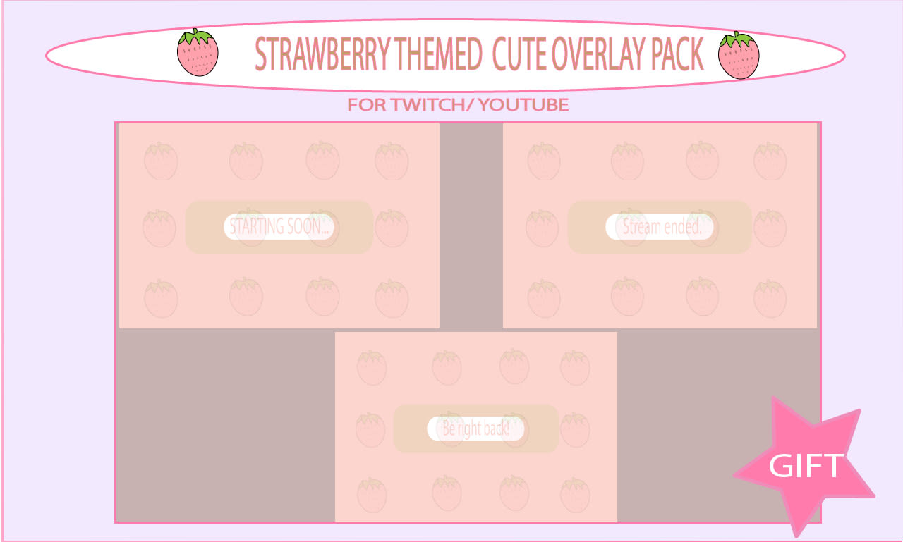 Strawberry Twitch Stream Overlay Webcam Game Borders Just -  in 2023