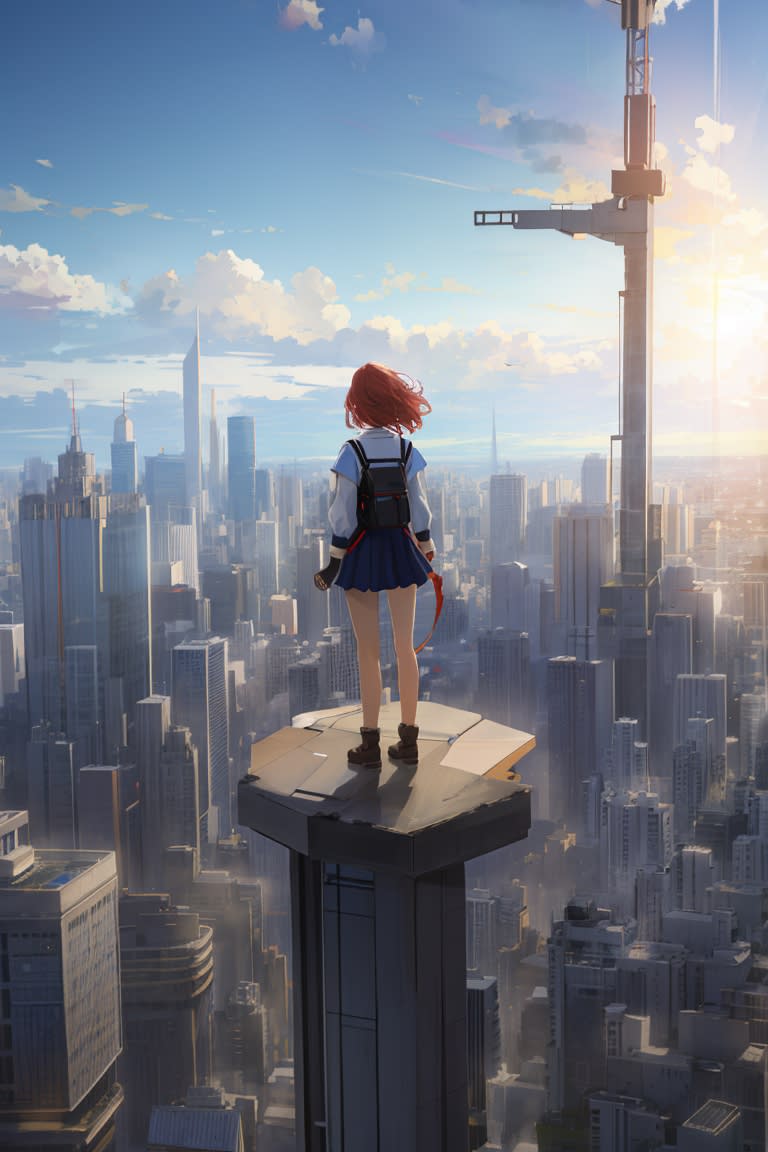 Anime, Girl, Sunset, Building, Sky, Cityscape, HD wallpaper | Peakpx