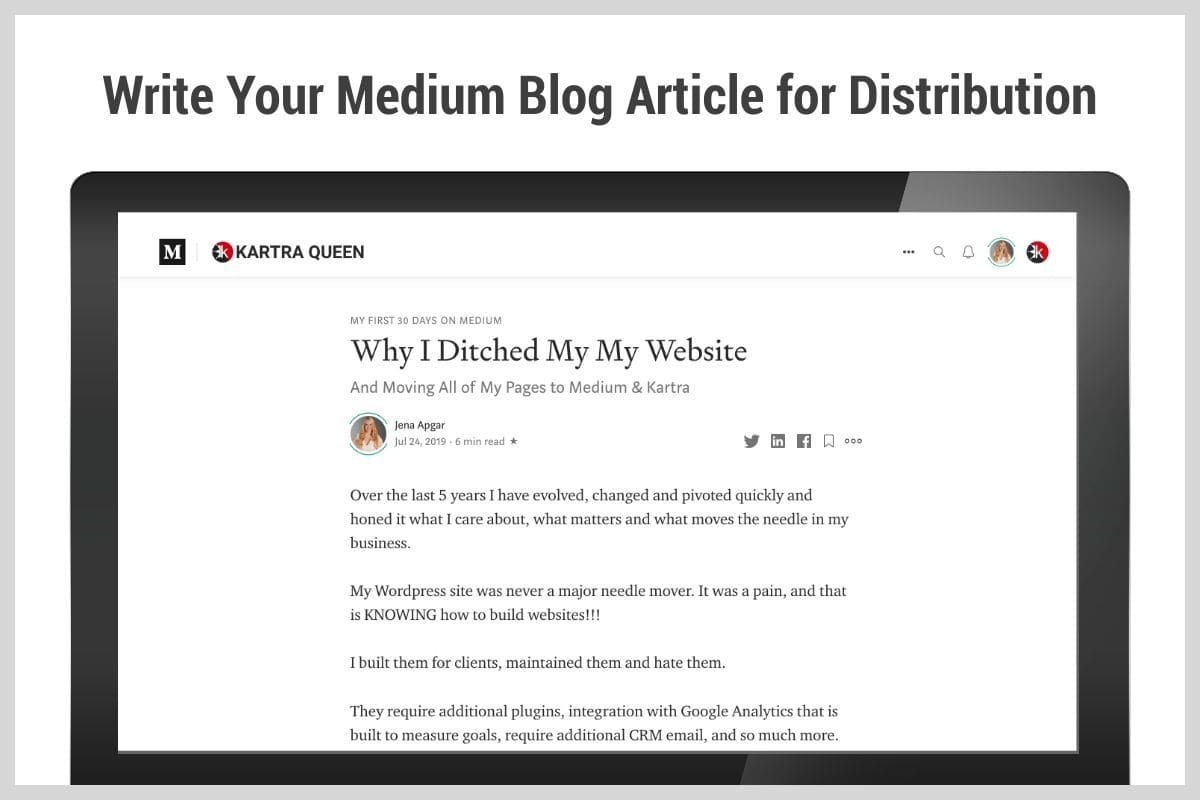 Write your medium blog article for distribution by Missjena  Fiverr