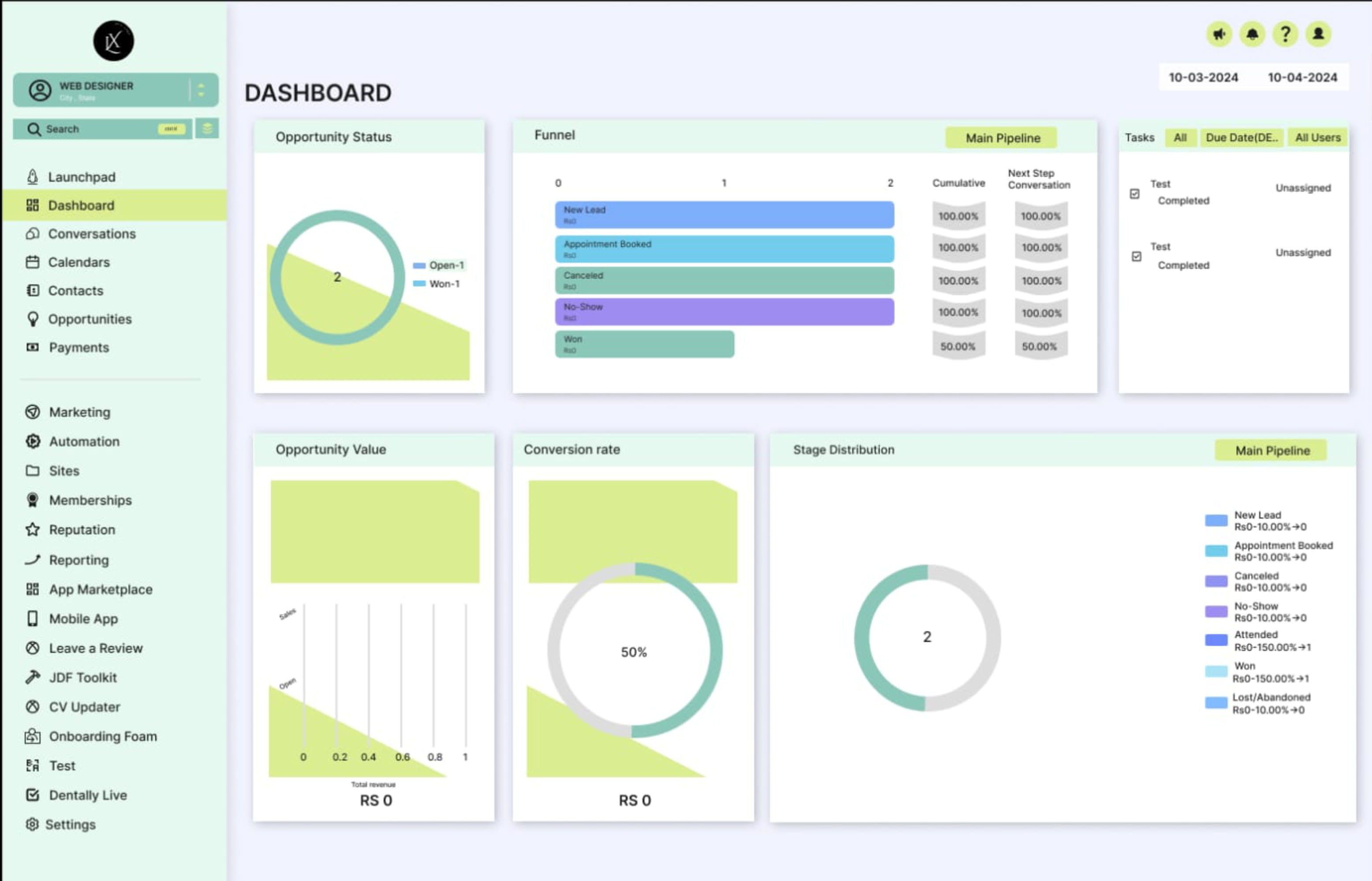 Automation builder interface in Reach Reno CRM