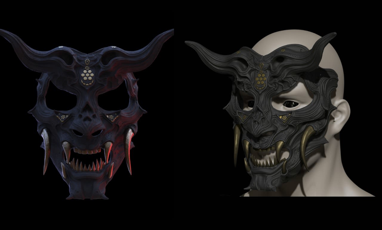 Sculpt 3d helmet 3d japanese mask oni mask kitsune mask dj mask