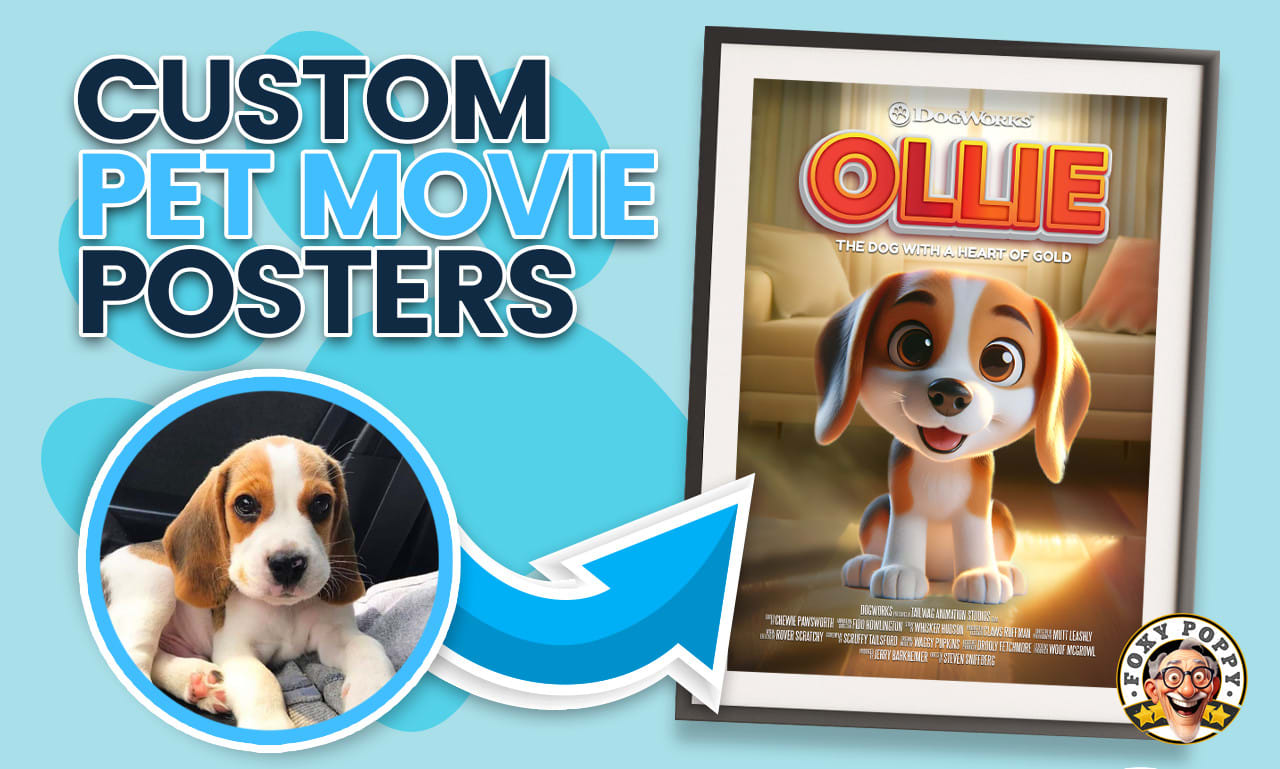 Create a custom pixar style movie poster of your pet by Foxypoppy
