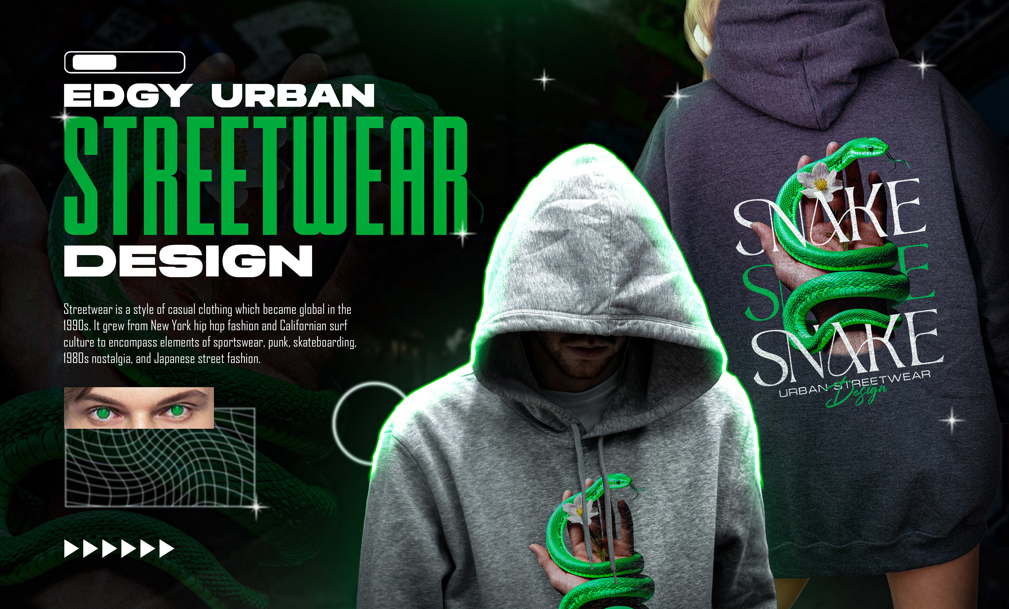 do custom edgy urban streetwear graphic hoodie, t shirt design