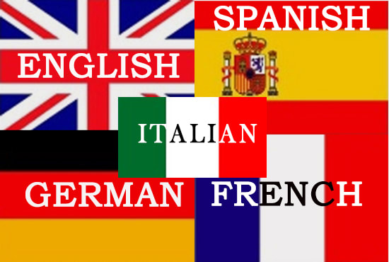 Translate between english, spanish,french,italian and german by