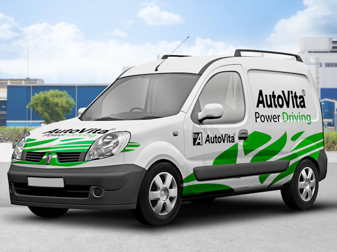Download Free Put Your Logo On 3d Car Truck Van Or Vehicle Wrap Design Mockup PSD Mockup Template