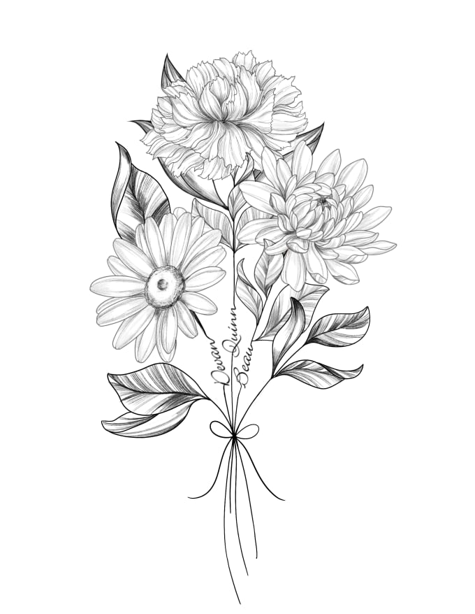 June Birth Month Flower Rose Svg Bouquet Tattoo Design