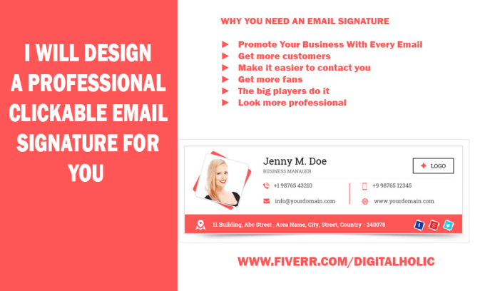 Design a professional clickable html email signature by Digitalholic ...