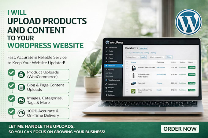 upload products and content to your website