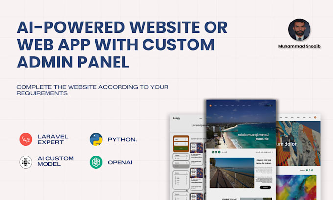 create ai powered website and web app and admin dashboard