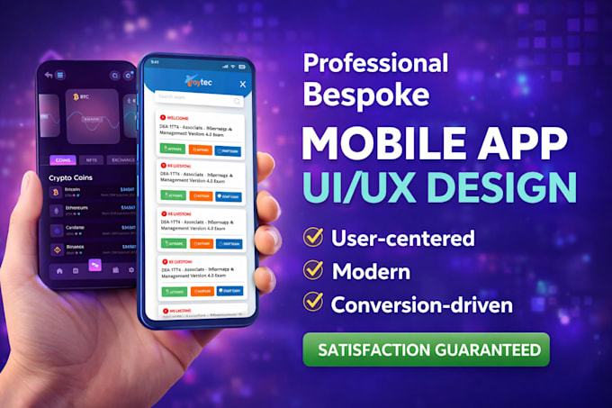 design clean modern mobile app UI UX with figma prototype and design system