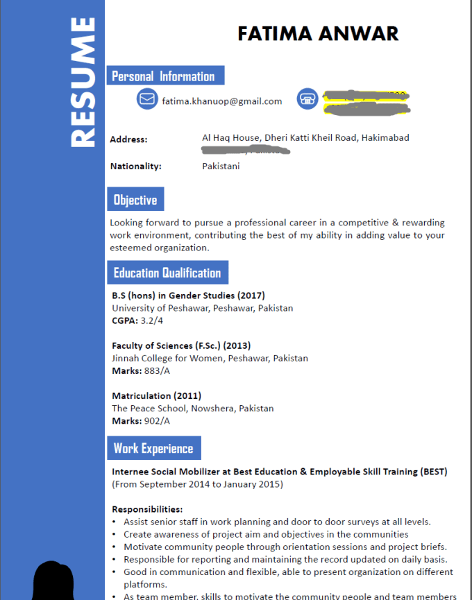 Create Improve And Design Your Resume Or Cover Letter By Fatimagul557