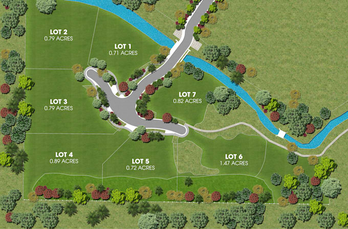 design 2d site plan for rv park, residential, farm