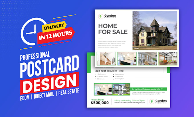 design professional postcard, eddm, direct mail or real estate postcard