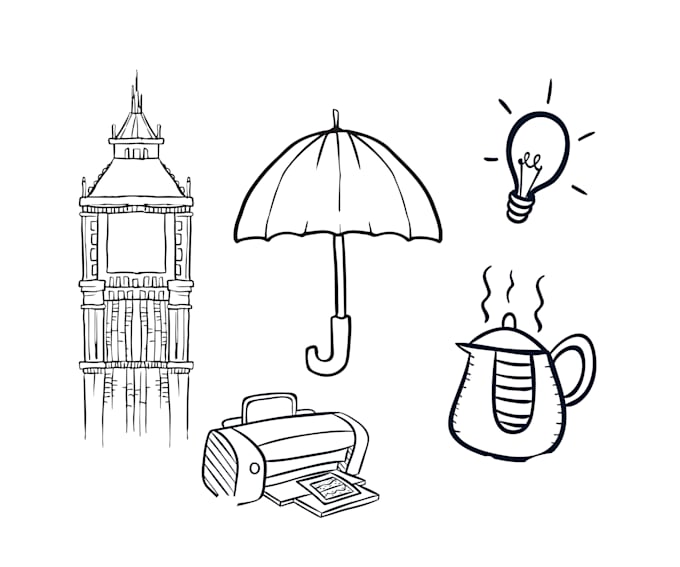 draw black and white line drawing