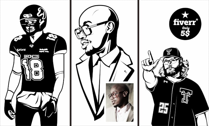 draw custom black and white vector art, silhouette, line art, stencil design