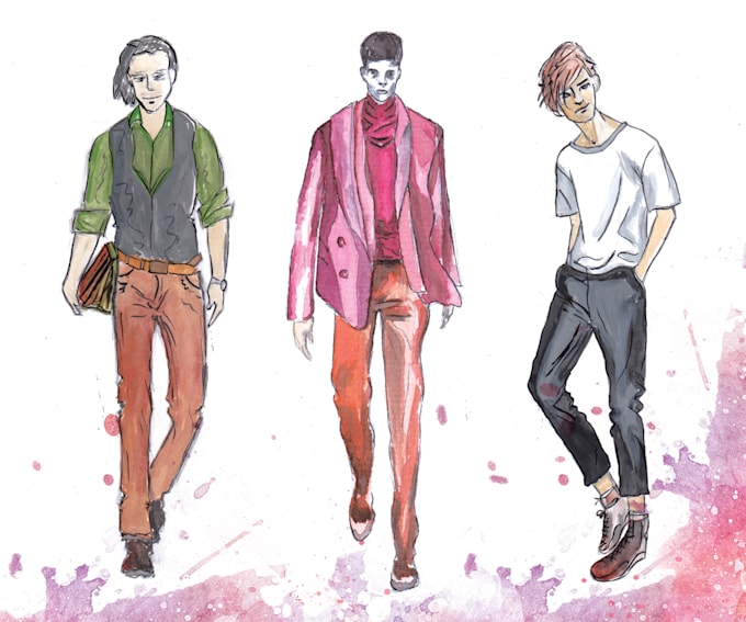 Draw watercolor fashion sketch and illustration by Rubeldurlov | Fiverr
