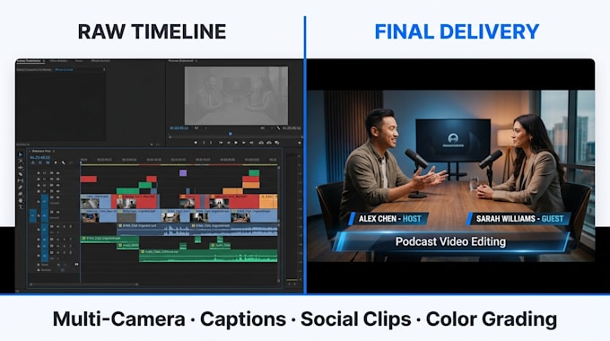 edit your podcast video, youtube long form and social media clips