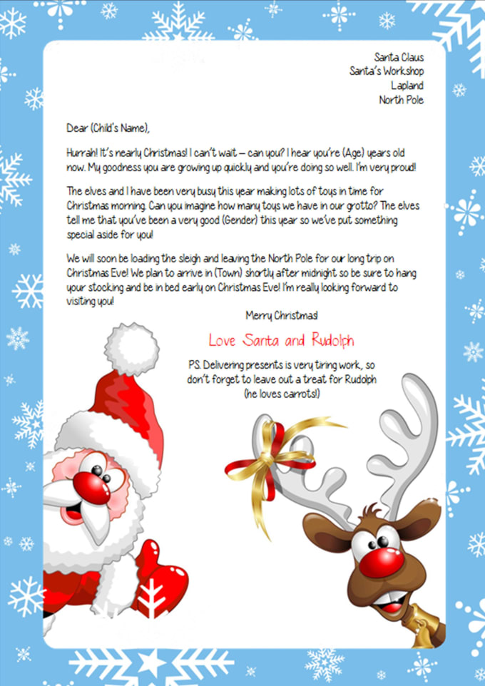 Personalize a letter from santa by Samanthabald297 | Fiverr
