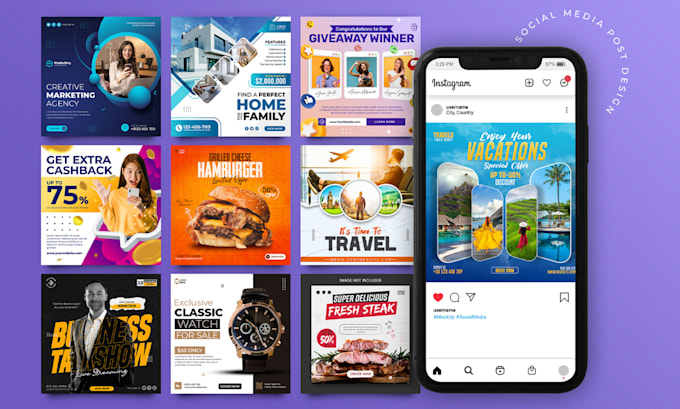 design instagram, facebook posts and stories