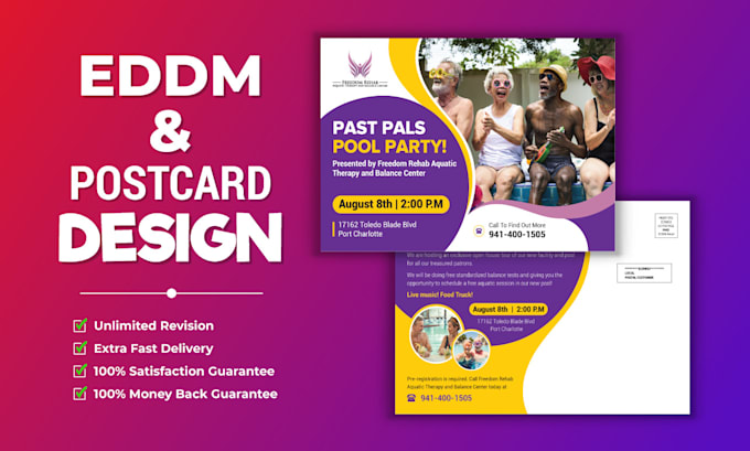 do postcard design or direct mail eddm postcard in 24 hours