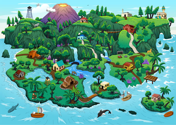 create city, event, tourist, and fantasy map illustration