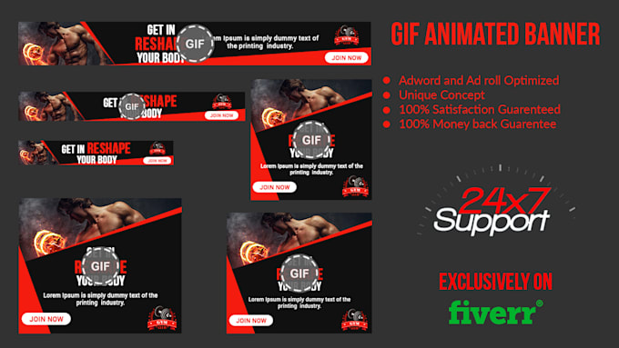 create stunning animated gif banner within 24 hours