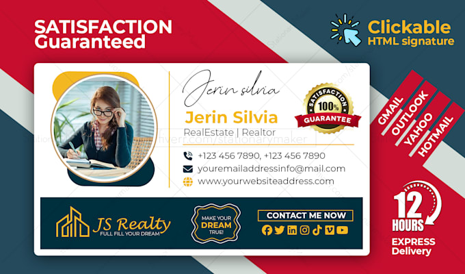 do clickable HTML email signature with responsive design,