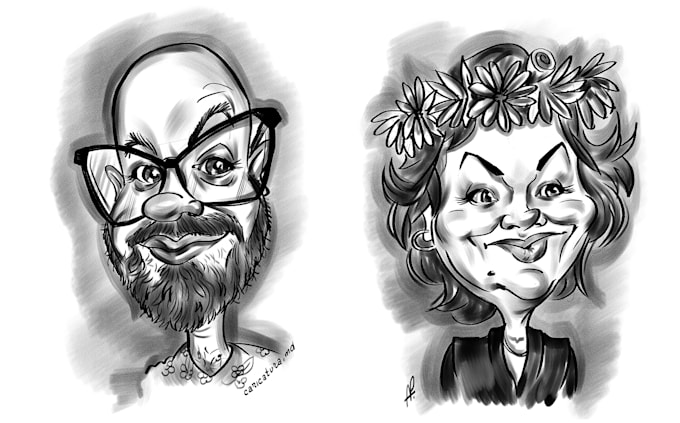 draw a black and white cartoon