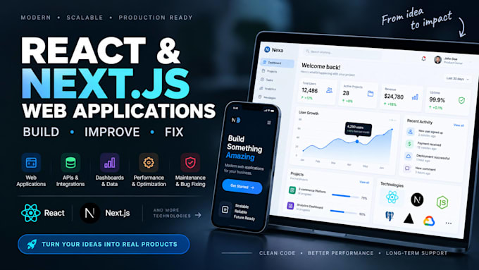 build or improve react and nextjs web applications